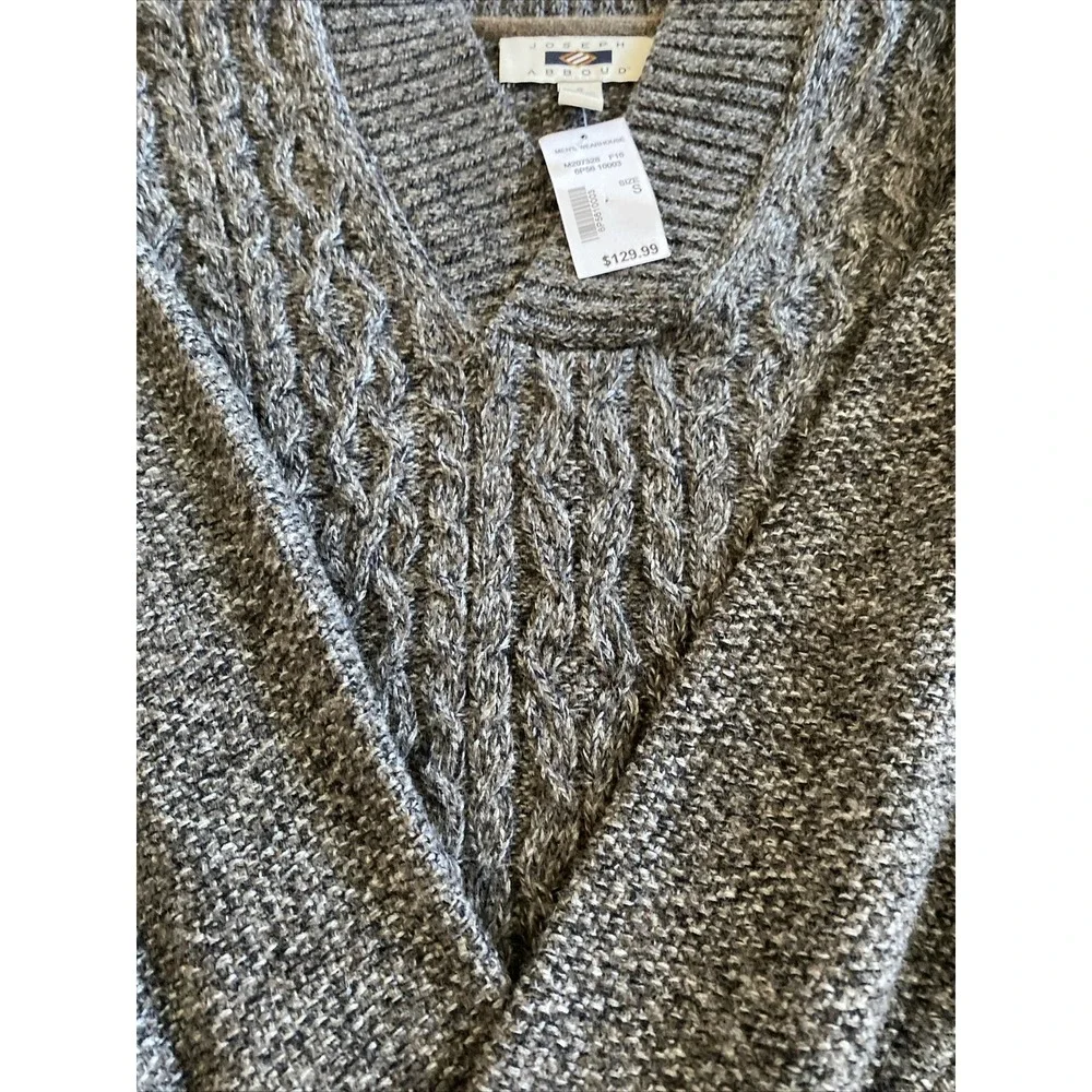 Joseph Abboud Men's Wool Blend Fisherman Sweater Chunky Cable Knit Small B6